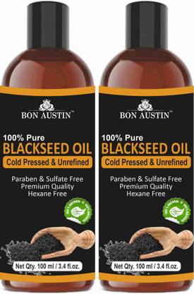 Bon Austin 100% Pure Organic Blackseed(Kalonji) oil Combo pack of 2 bottles of 100 ml Hair Oil