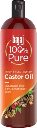 Bajaj 100% Pure Castor Oil - Virgin & Cold Pressed Oil for Lustrous Shiny Hair & Moisturized Skin Hair Oil
