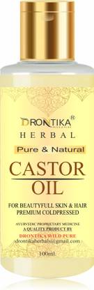 drontika 100% Pure Castor Oil - Cold Pressed - For Stronger Hair, Skin & Nails  Hair Oil