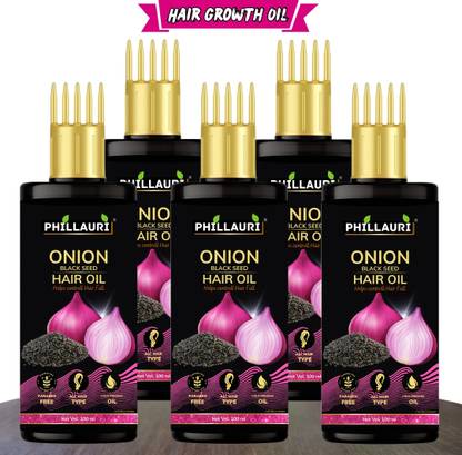 Phillauri Onion Oil for Hair Regrowth Aryuvedic Hair Oil 100ml (Pack of 5) Hair Oil