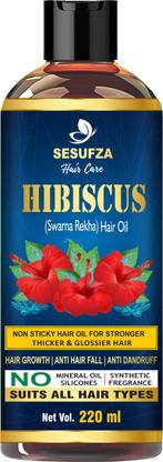 SESUFZA Hibiscus Hair Oil for Hair ReGrowth for Women & Men - 220ml | Anti Hair fall Oil Hair Oil