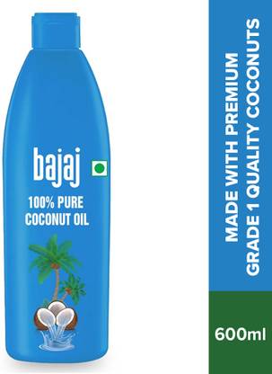 BAJAJ 100% Pure Coconut Oil 600ml | Made with Premium Grade 1 Quality Coconuts Hair Oil