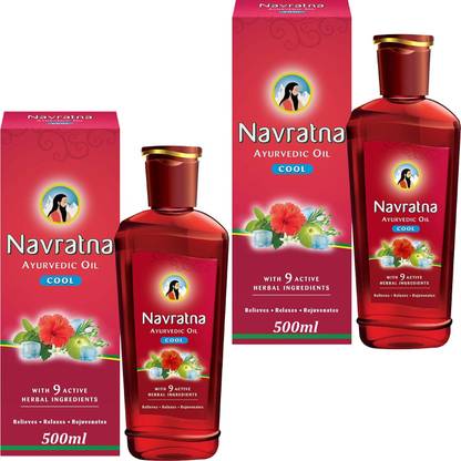 Navratna Ayurvedic Cool Head & Massage Oil For Stress Relief & Relax Mind Oil 500ml x 2 Hair Oil