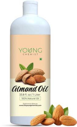 Young Chemist 100% Pure, Natural & Cold-pressed Sweet Almond Carrier Oil – Badam Oil | 1 Litre Hair Oil