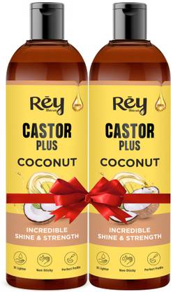 Rey Naturals Cold-pressed Castor Plus Coconut Hair oil | For Shiny & Strong Hair | Natural Hair Oil