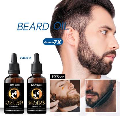 Growkesh 7X Easy to Grow Beard Growth oil with Jojoba & Almond Based Beard Oil Hair Oil