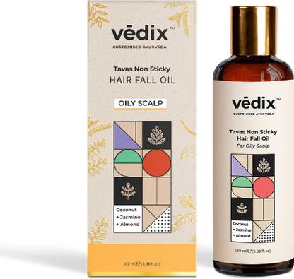 Vedix Customised Ayurvedic Hair Fall Oil | Tavas Non Sticky Hair Fall Oil | For Oily Scalp | With Coconut + Jasmine + Almond | For Reducing Hair Fall | For Hair Growth | Hair Oil