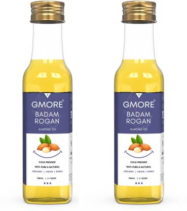 Gmore Cold Pressed - Edible - Virgin - Almond Oil / Badam Rogan Almond Oil PET Bottle