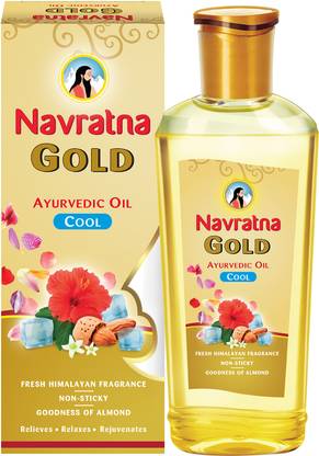 Navratna Gold Ayurvedic Cool Oil|Non Sticky & Non Greasy|With Almonds Hair Oil