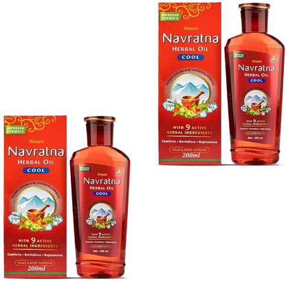 Navratna Ayurvedic Oil Cooling For Comforts & Rejuvenates Pack of - 200ml x 2 Hair Oil