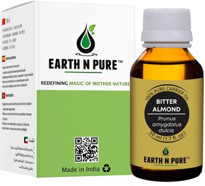 Earth N Pure Bitter Almond Oil 100% Pure, Natural and Cold Pressed - 50 ml (1.7 fl. oz.) Hair Oil
