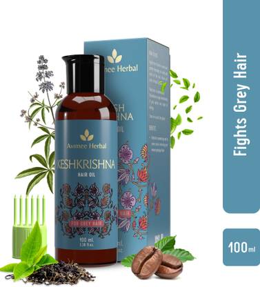 Avimee Herbal Keshkrishna Oil, With Amla & Curry Leaf, For Premature Greying, Hair Oil