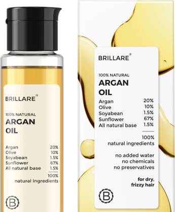 Brillare Argan Hair Oil, with Olive Oil & Sunflower Oil, Dry & Frizzy Hair, 100% Natural Hair Oil