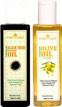 PARK DANIEL Organic Olive oil and Black seed oil(Kalonji) combo pack of 2 bottles of 100 ml(200 ml) Hair Oil