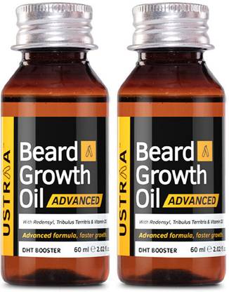 USTRAA Beard Growth Oil Advanced - 60 ml x 2 | No Sulphates & No Parabens Hair Oil