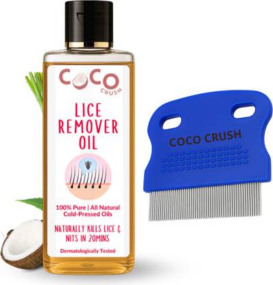 COCO CRUSH Herbal Lice & Nits Remover Hair Oil & Fine Comb, Safe for All Ages, 100% Natural Hair Oil