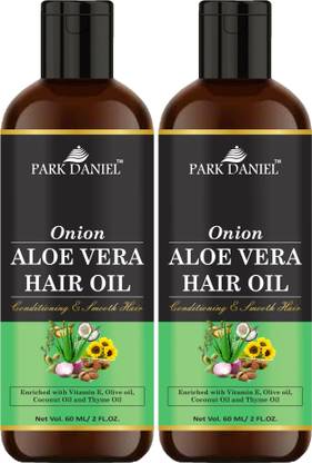 PARK DANIEL Premium Onion Aloe Vera Hair Oil Enriched With Vitamin E-For Conditioning and Smooth Hair Combo Pack 2 Bottle of 60 ml(120 ml) Hair Oil