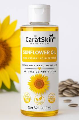 caratskin Cold Pressed Sunflower Oil 100% Natural | Edible & Skin Care | Rich in Vitamin E Hair Oil