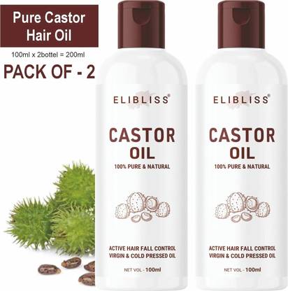 ELIBLISS Pure Castor Oil, Cold Pressed, To Support Hair Growth Hair Oil Pack of 2 Hair Oil