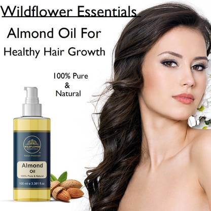 Wildflower essentials 100% Pure Almond Oil For Healthy Hair Growth, Damaged, Dry, Frizzy Hair & Curly Hair Oil