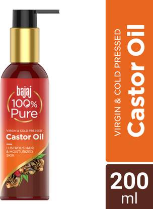 Bajaj 100% Pure Castor Oil – Virgin & Cold Pressed Oil for Lustrous Shiny Hair & Moisturized Skin Hair Oil  (200 ml) at Rs. 149