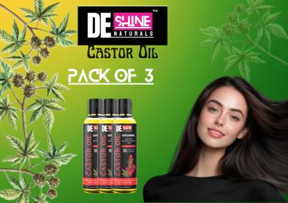 Deshine Naturals 100% Cold Pressed Pure Castor Oil - Pack of 3 Hair Oil