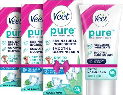 Veet Pure Hair Removal - Dry Skin Cream 50g,Set Of 3 Cream
