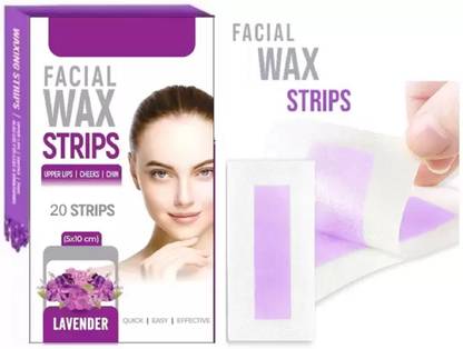 GABBU Facial Wax Strips For Upper Lip, Facial Hair, Eyebrow Strips Purple 20 Strips1 Strips