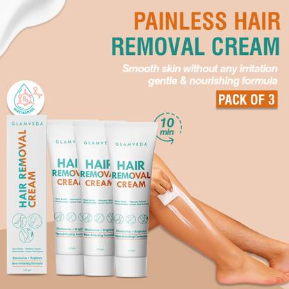 GLAMVEDA Hair Removal Cream|Arms, Legs & Underarms|Pack of 3|Painless & Effective| Cream