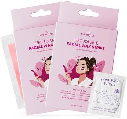 URBANYOG iposoluble Facial Wax Strips for Women | Gentle Facial Hair Removal Strips Strips