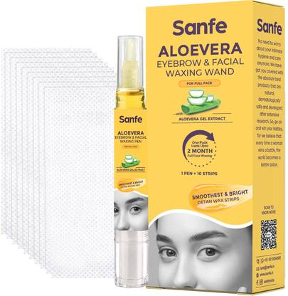 Sanfe Eyebrow & Facial Waxing Pen for Hair Removal | 1 Pen + 10 Strips Wax