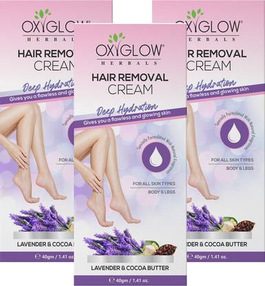 OXYGLOW HERBALS Lavender & Cocoa Butter Hair Removal Cream 40Gm|All Skin Type|Body|Legs(PO3) Cream