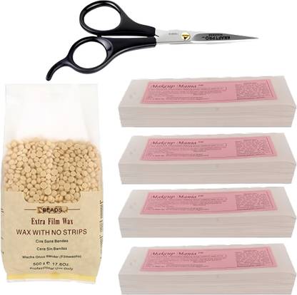 glowease Combo of 100 gm Wax and 160 Wax Strips and Scissor Strips