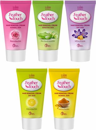 VI-JOHN Feather Touch Hair Removal Cream Rose, Aloe Vera, Honey, Lime & Haldi -40GM Each Cream