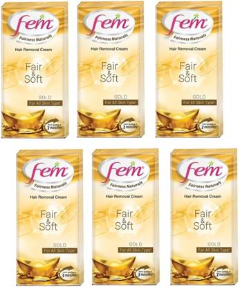 Fem Gold Fairness Naturals Hair Removal Cream Fair and Soft - 60 g Cream