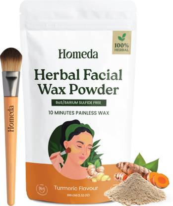 HOMEDA Turmeric Facial Herbal Wax Powder for Women, Instant Painless Face Hair Removal Powder
