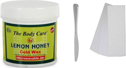 THE BODY CARE Combo Wax Kit (Microwavable Lemon Cold Wax 200g + 40 Strips + 1 Knife) Wax