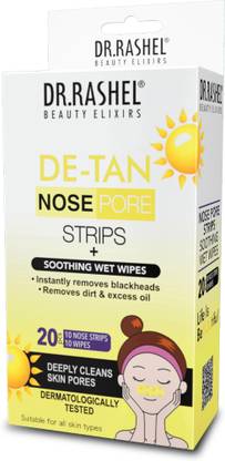 DR.RASHEL De-Tan 10 Nose Strip & 10 Wet Wipes for Whiteheads & Blackheads Remover Strips