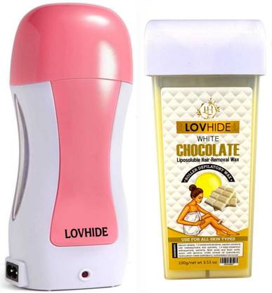 LOVHIDE Roll on Wax Hair Removal Wax Kit | Wax Heater machine with White Chocolate Wax