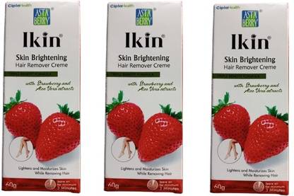Ikin Skin Brightening Hair Remover Strawberry Extracts Cream 60gm Pack of 3 Cream