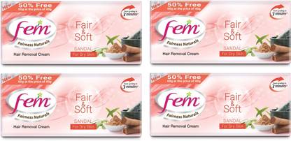 Fem Fairness Naturals Hair Removal Cream Fair and Soft Sandal - Dry Skin (60g) Set-4 Cream
