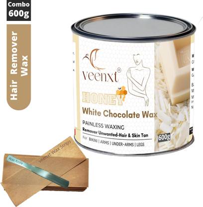 VEENXT White-Chocolate Wax for Smooth Hair Removal with Combo 50 Strips And Knife Wax