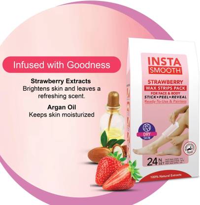 GULGLOW99 Insta Smooth Strawberry Wax Strips Pack for face and body. Strips