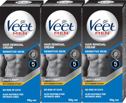 Veet Men Hair Removal - Sensitive Skin Cream 50g,Set Of 3 Cream