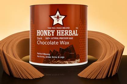 HONEY HERBAL Best Soft Hair removar wax for smooth and perfect waxing on arms,legs and under arns with strips and stick (Dark Chocolate 600 gm)600 gm Wax Wax