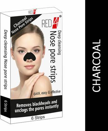 RED4 Nose Pore Strips Deep Cleansing Remove Blackheads & Unclogs the Pores (6 Strip) Charcoal