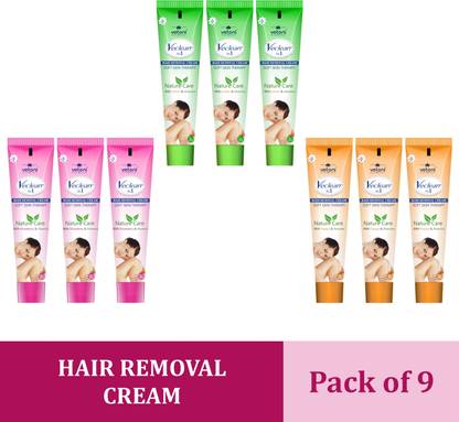VETONI VECLEAN NO.1 Hair Removal Strawberry,Lemon,Papaya tube-3pc each(Pack of 9)360gm Cream