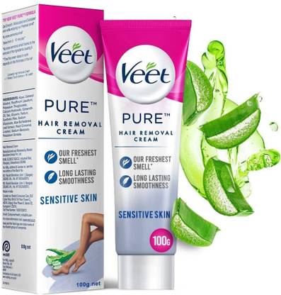 Veet Pure Hair Removal Cream for Women with No Ammonia Smell, Sensitive Skin - 100 g Cream