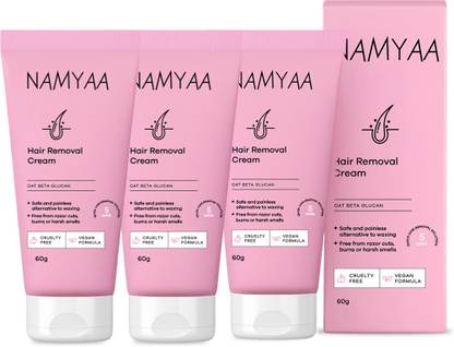Namyaa Hair Removing Cream for Intimate Skin with After Wax Soothing Serum with Vitamin C-Pack of 3 Cream