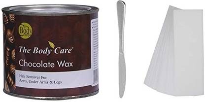 THE BODY CARE Combo Wax Kit (Microwavable Chocolate Hot Wax 600g + 40 Strips + 1 Knife) Wax